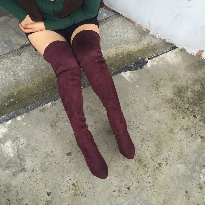 Women Stretch Suede Slim Thigh High Sexy boots