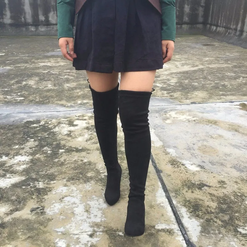 Women Stretch Suede Slim Thigh High Sexy boots