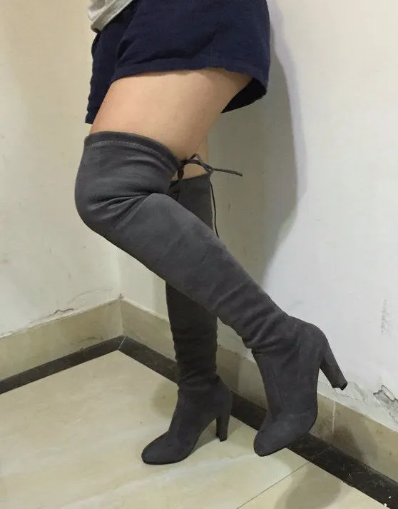 Women Stretch Suede Slim Thigh High Sexy boots