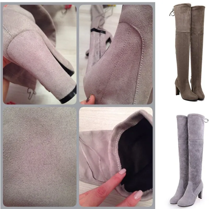 Women Stretch Suede Slim Thigh High Sexy boots
