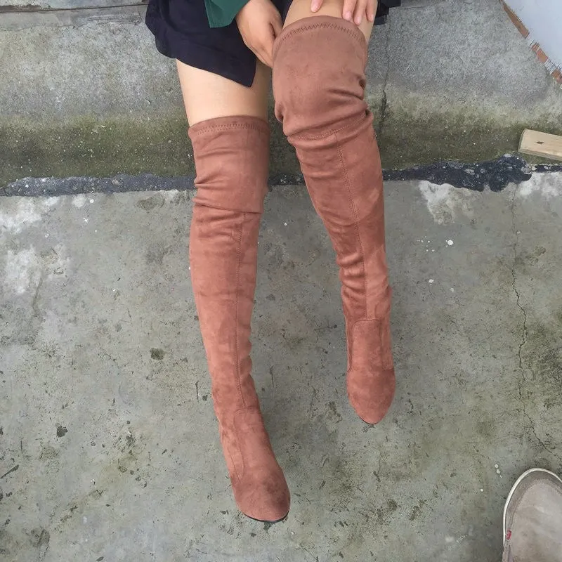 Women Stretch Suede Slim Thigh High Sexy boots