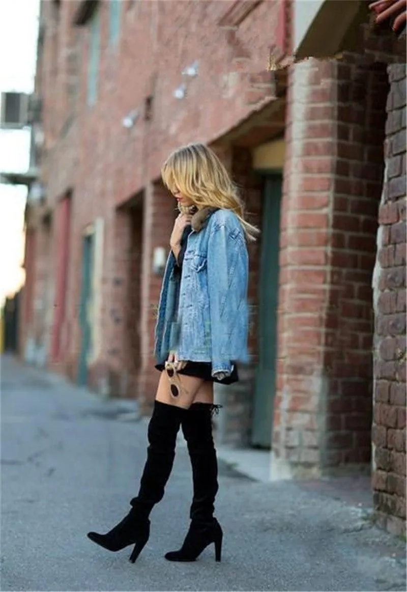 Women Stretch Suede Slim Thigh High Sexy boots