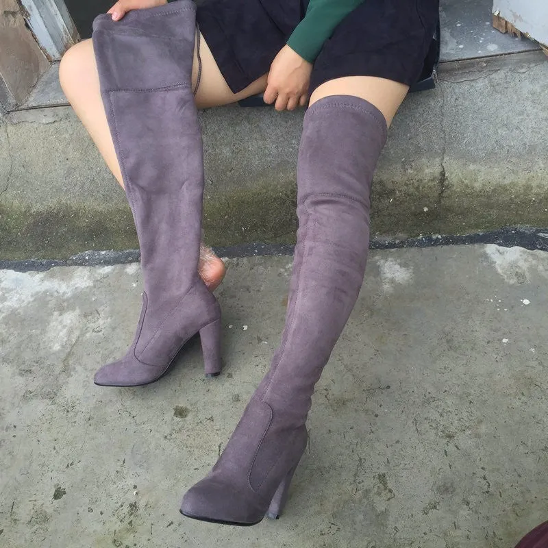 Women Stretch Suede Slim Thigh High Sexy boots