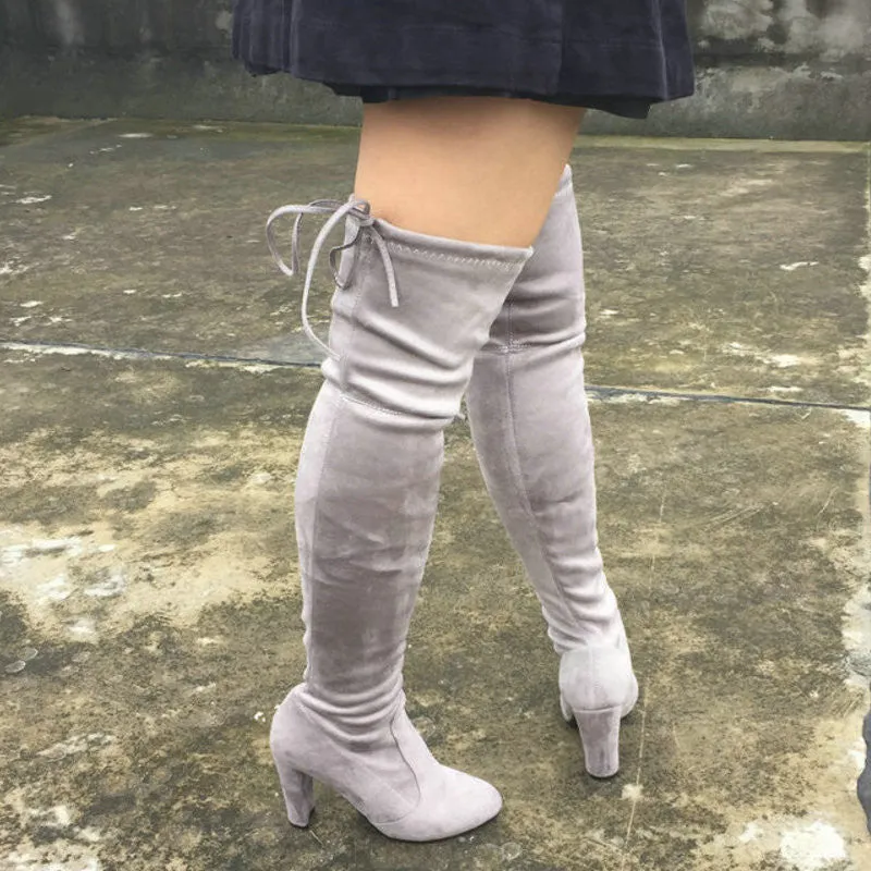 Women Stretch Suede Slim Thigh High Sexy boots