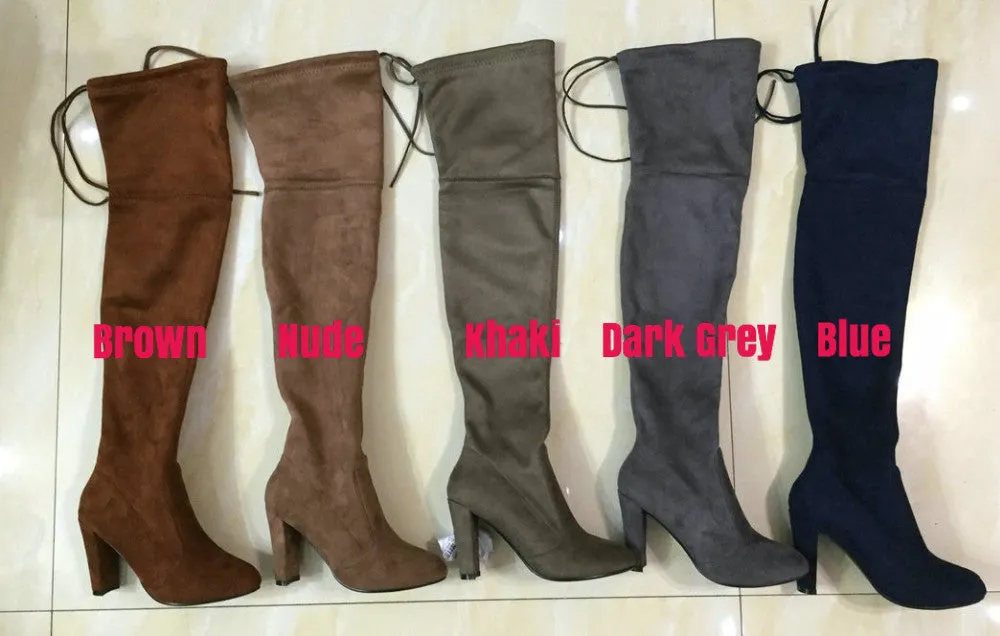 Women Stretch Suede Slim Thigh High Sexy boots