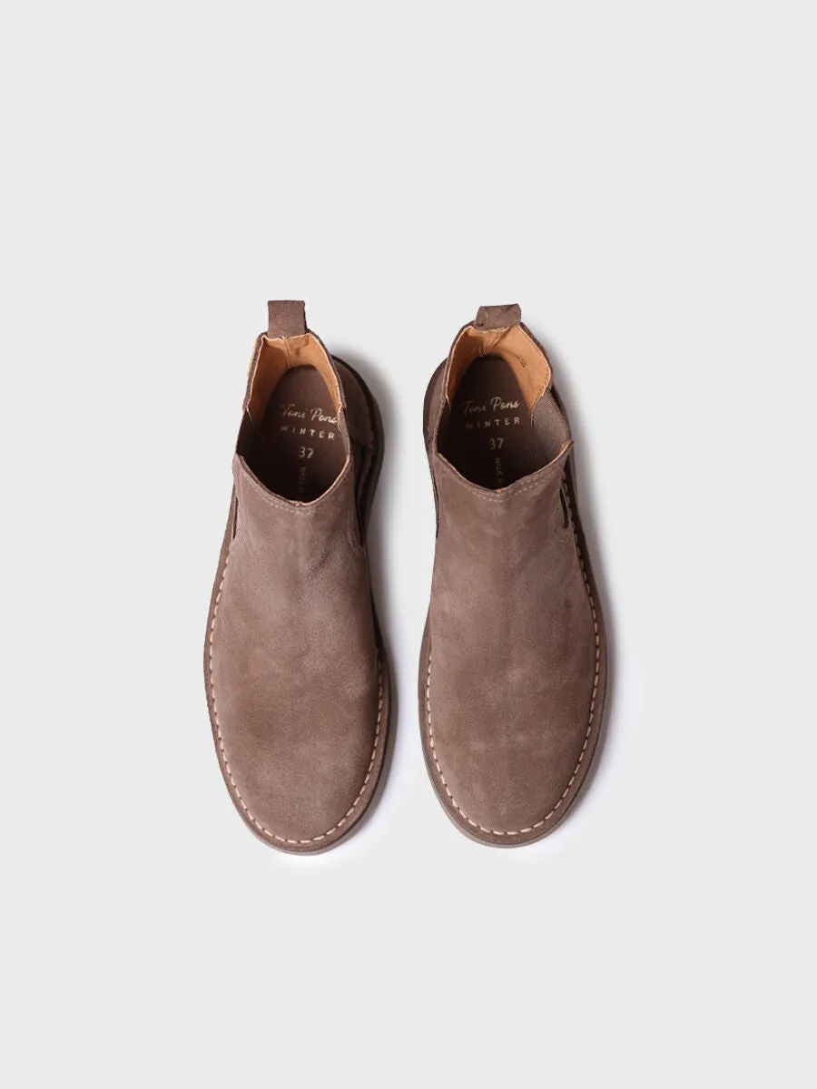 Women's Ankle boot in Suede in Taupe - ISA-SY