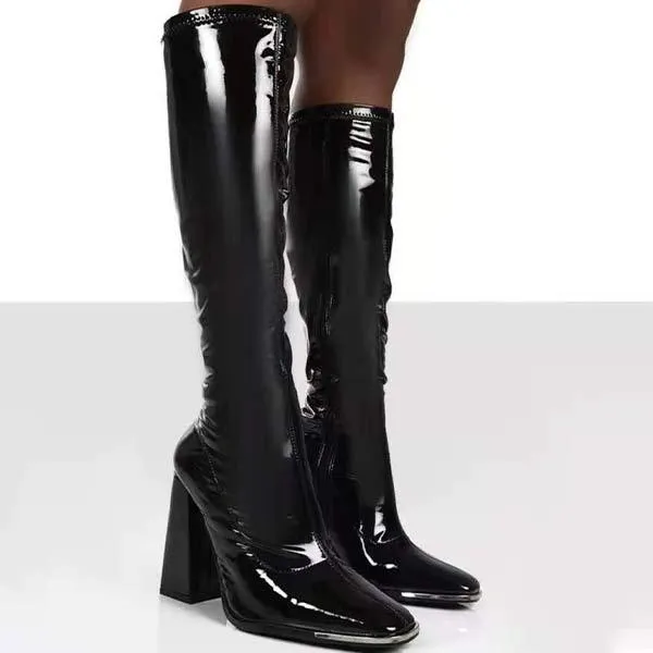 Women's Chunky Heel High Heel Side-Zip Fashion Boots 51081863C