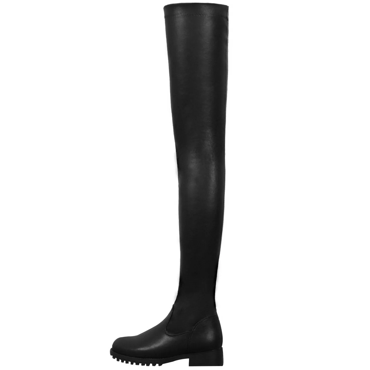 Women's elastic thigh high boots low square heel over the knee boots