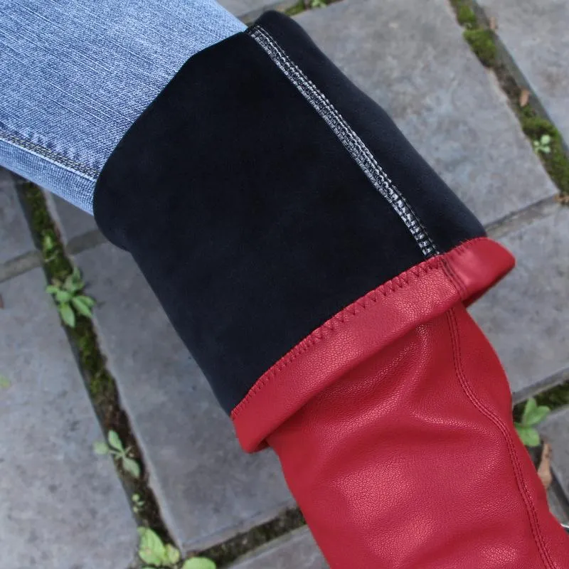 Women's heeled skinny elastic thigh high pointed toe boots sexy tall boots