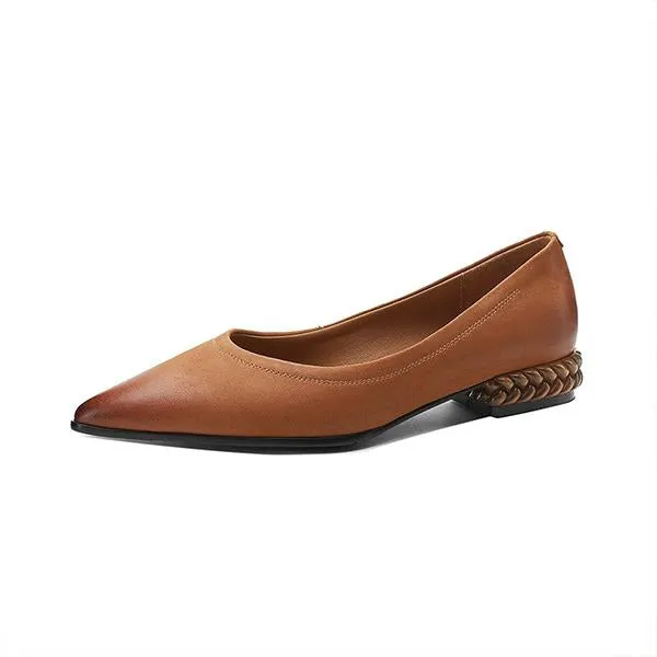 Women's Retro Wheat Sole Pointed Toe Flat Shoes 24730160S