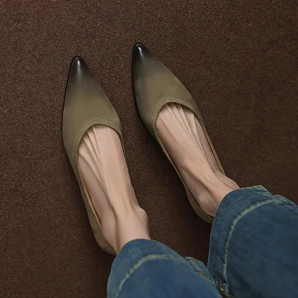 Women's Retro Wheat Sole Pointed Toe Flat Shoes 24730160S