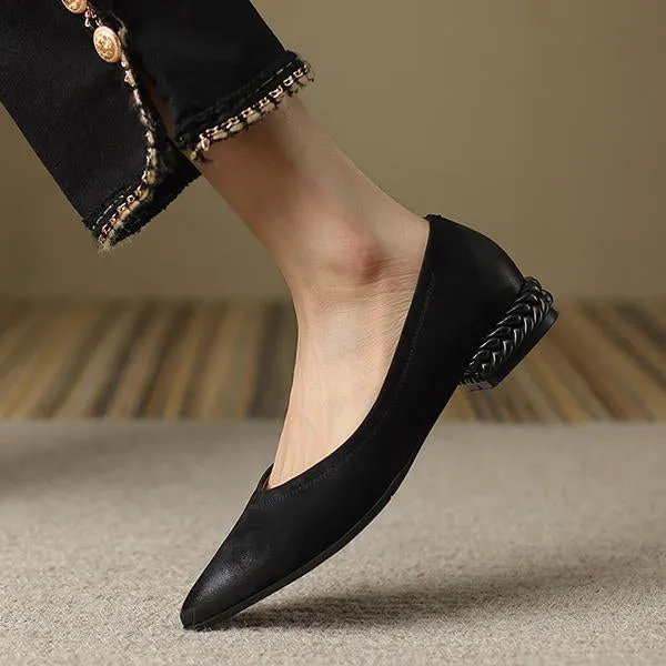 Women's Retro Wheat Sole Pointed Toe Flat Shoes 24730160S