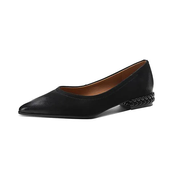 Women's Retro Wheat Sole Pointed Toe Flat Shoes 24730160S