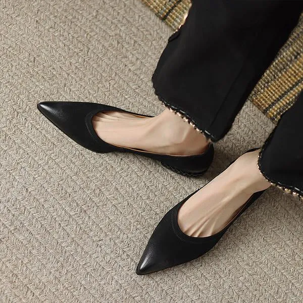 Women's Retro Wheat Sole Pointed Toe Flat Shoes 24730160S