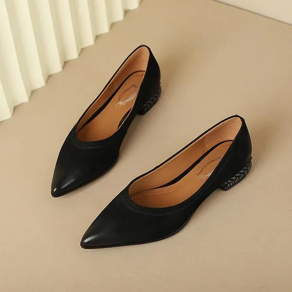 Women's Retro Wheat Sole Pointed Toe Flat Shoes 24730160S