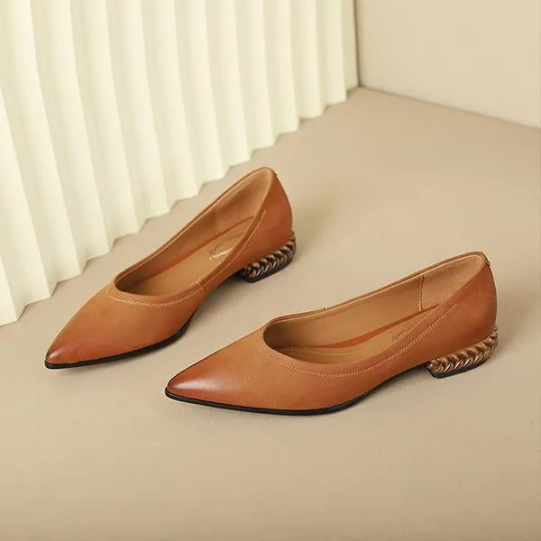 Women's Retro Wheat Sole Pointed Toe Flat Shoes 24730160S