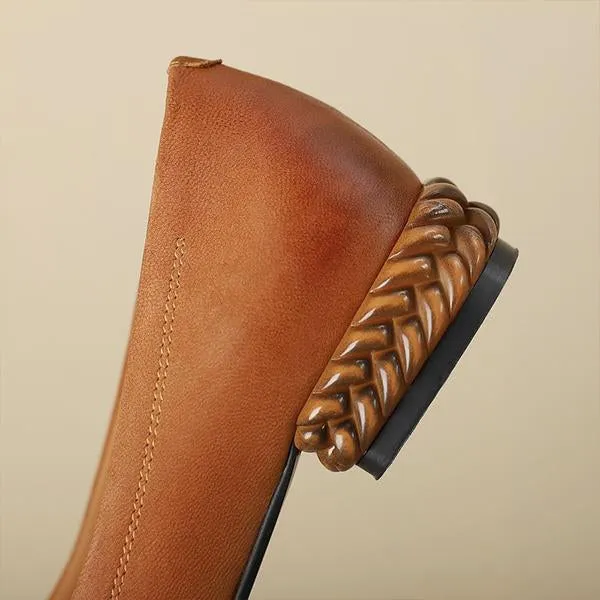 Women's Retro Wheat Sole Pointed Toe Flat Shoes 24730160S