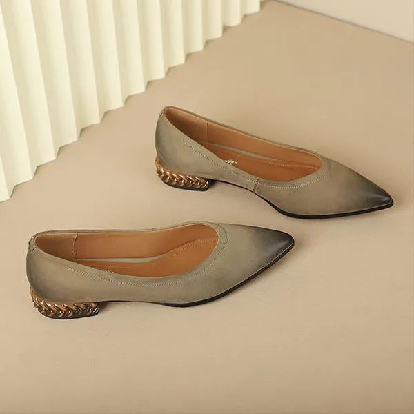 Women's Retro Wheat Sole Pointed Toe Flat Shoes 24730160S