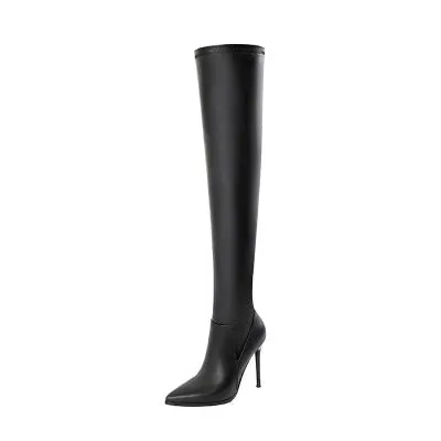 Women's sexy stiletto heel over the knee boots for party elastic stretch pointed toe boots