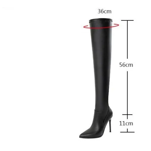 Women's sexy stiletto heel over the knee boots for party elastic stretch pointed toe boots