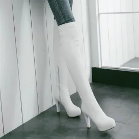 Women's slimming chunky high heels thigh high boots sexy fall winter over the knee boots