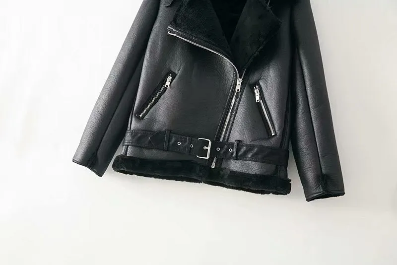 Women's Winter Warm Leather Jacket