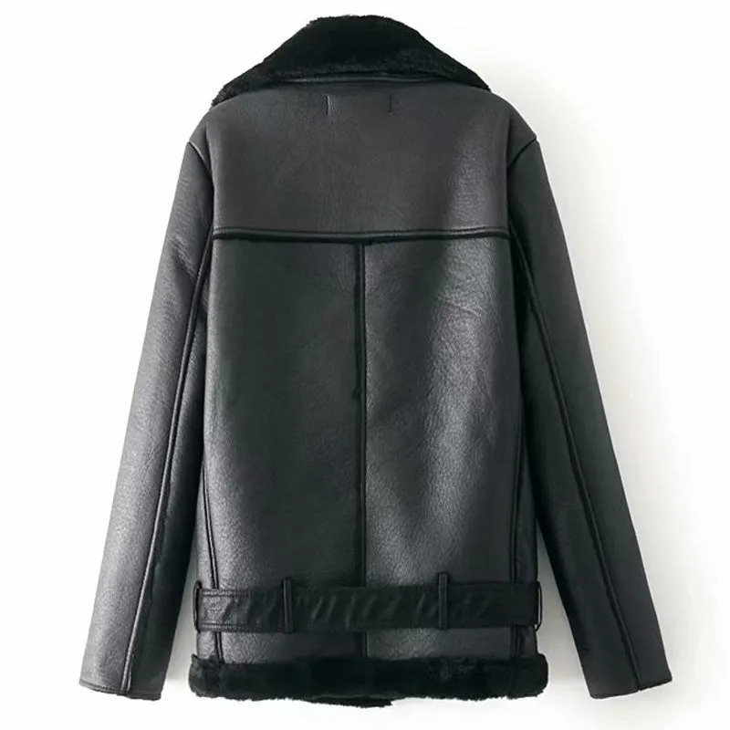 Women's Winter Warm Leather Jacket