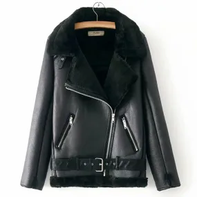 Women's Winter Warm Leather Jacket
