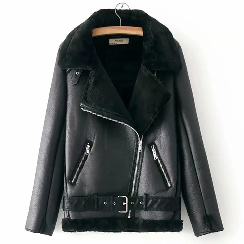 Women's Winter Warm Leather Jacket