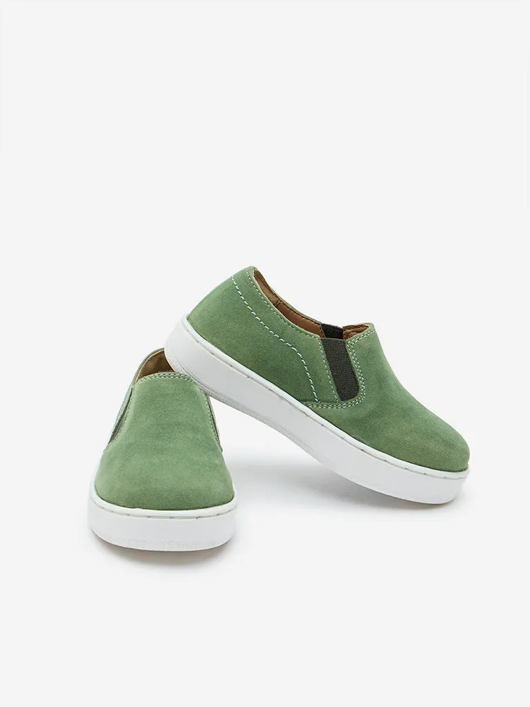 Yellow Olive Suede Slip-On Shoes