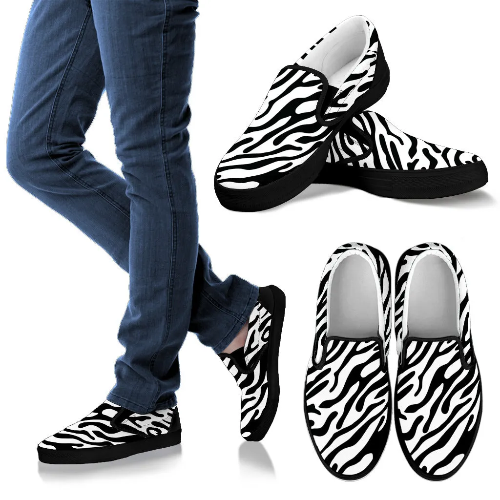 Zebra Stripe Women's Slip Ons